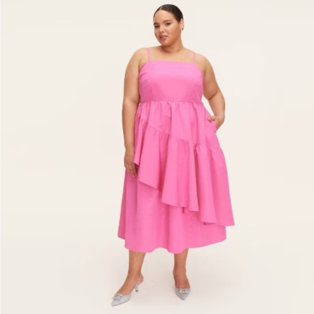 kate spade Pink Strapless Tiered Midi Dress